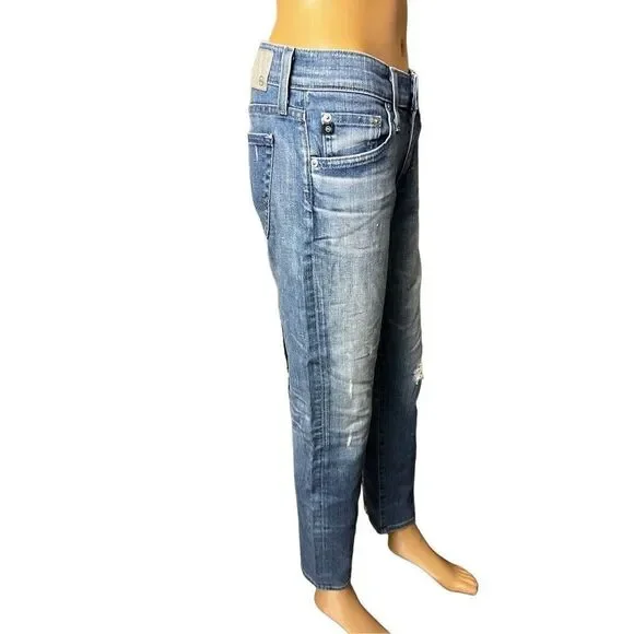 Adriano Goldschmied Women's Blue The Nolan Ankle Distressed Denim Jeans Size 26 - Picture 4 of 10